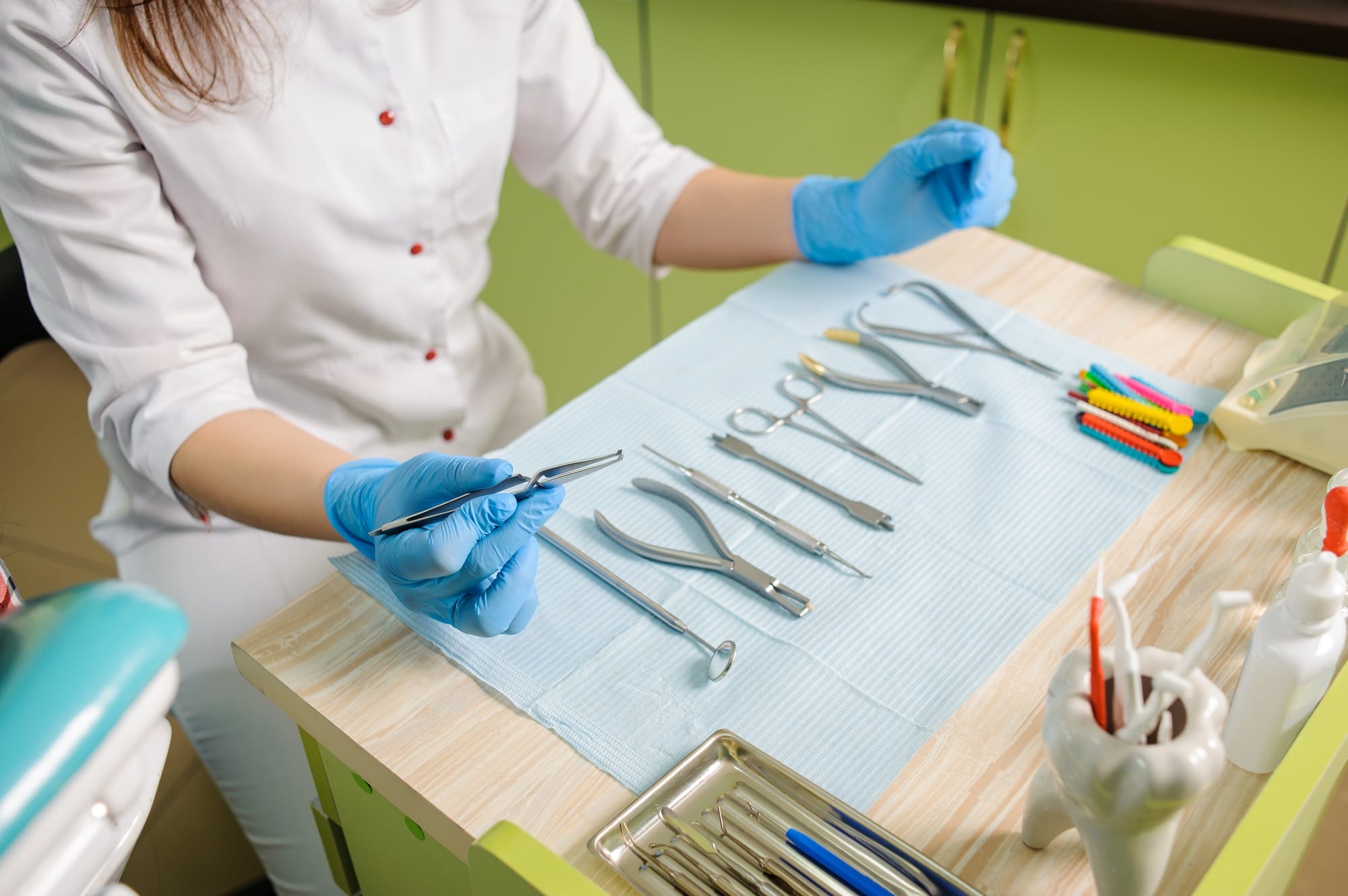 Different orthodontic instruments and tools in a dentist's office. Different orthodontic instruments and tools in a dentist's office.