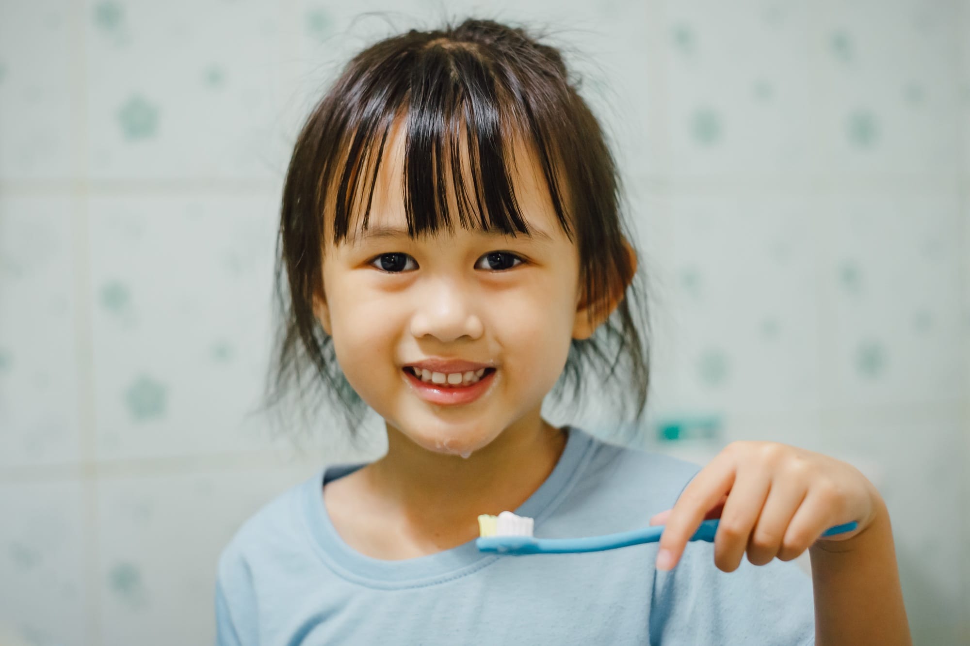 kid brushing teeth for oral hygiene and self care. kid brushing teeth for oral hygiene and self care.